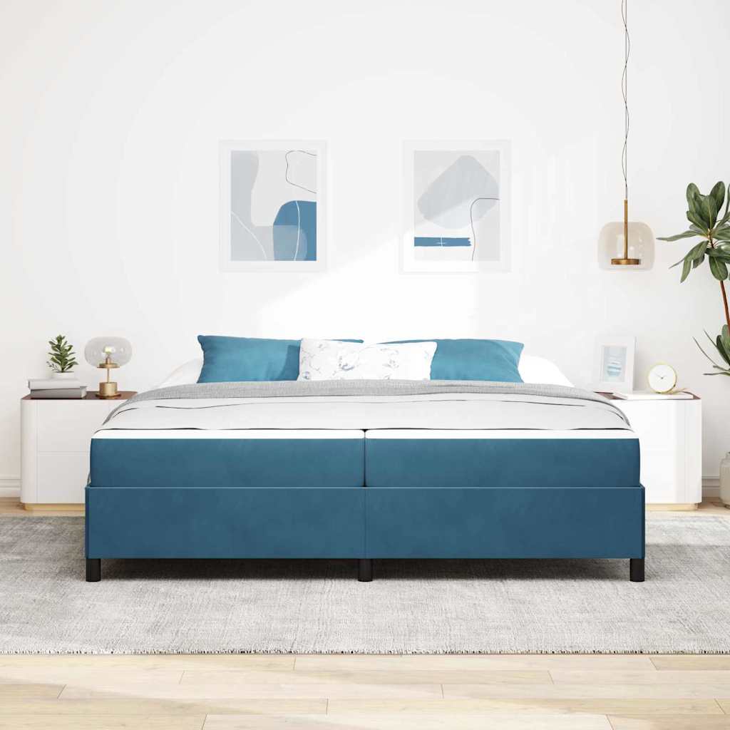 Ágykeret matracmal Sötét kék 200 x 200 cm szövet