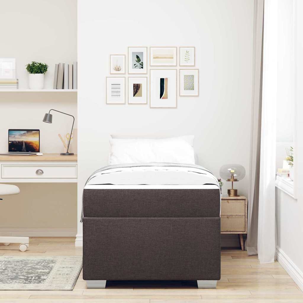 Ágykeret matracmal Sötét Barna 100 x 200 cm szövet