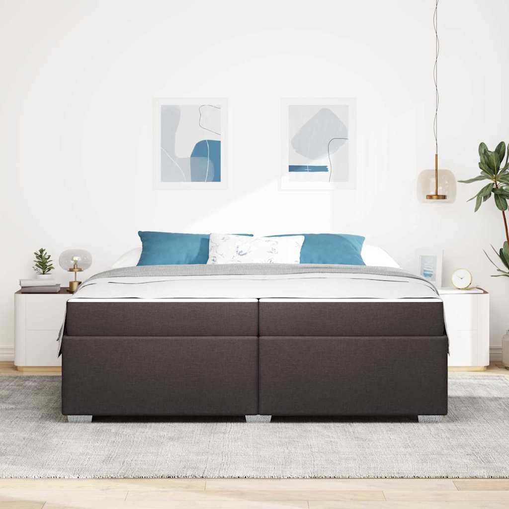 Ágykeret matracmal Sötét Barna 200 x 200 cm szövet