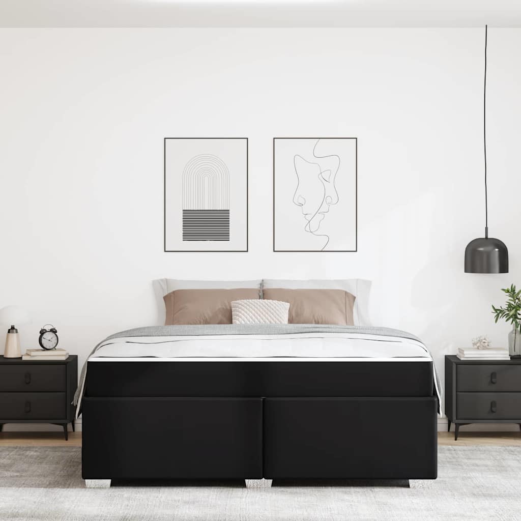 Ágykeret matracmal Fekete 180 x 200 cm szövet