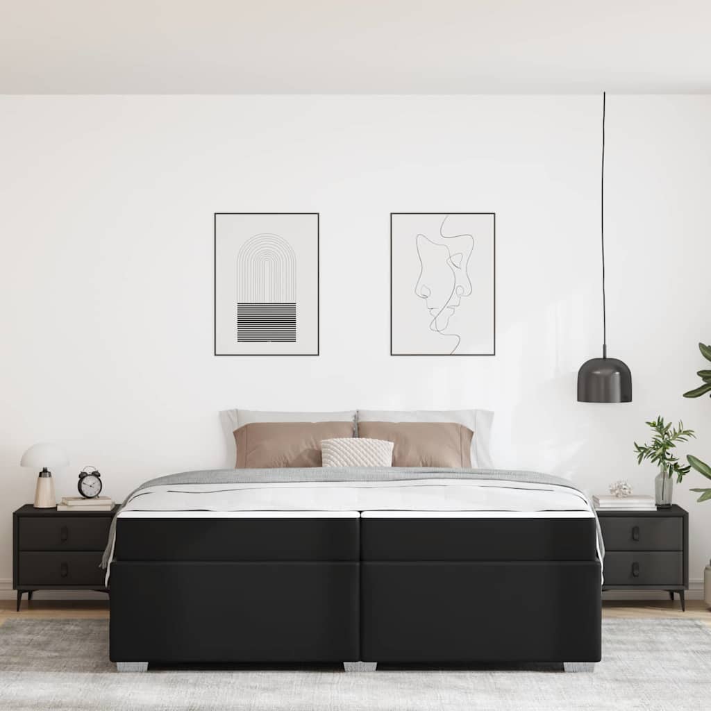 Ágykeret matracmal Fekete 200 x 200 cm szövet