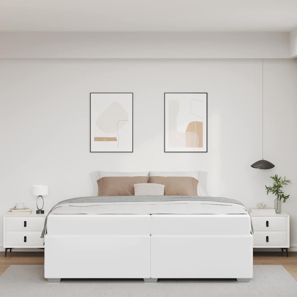 Ágykeret matracmal Fehér 200 x 200 cm szövet