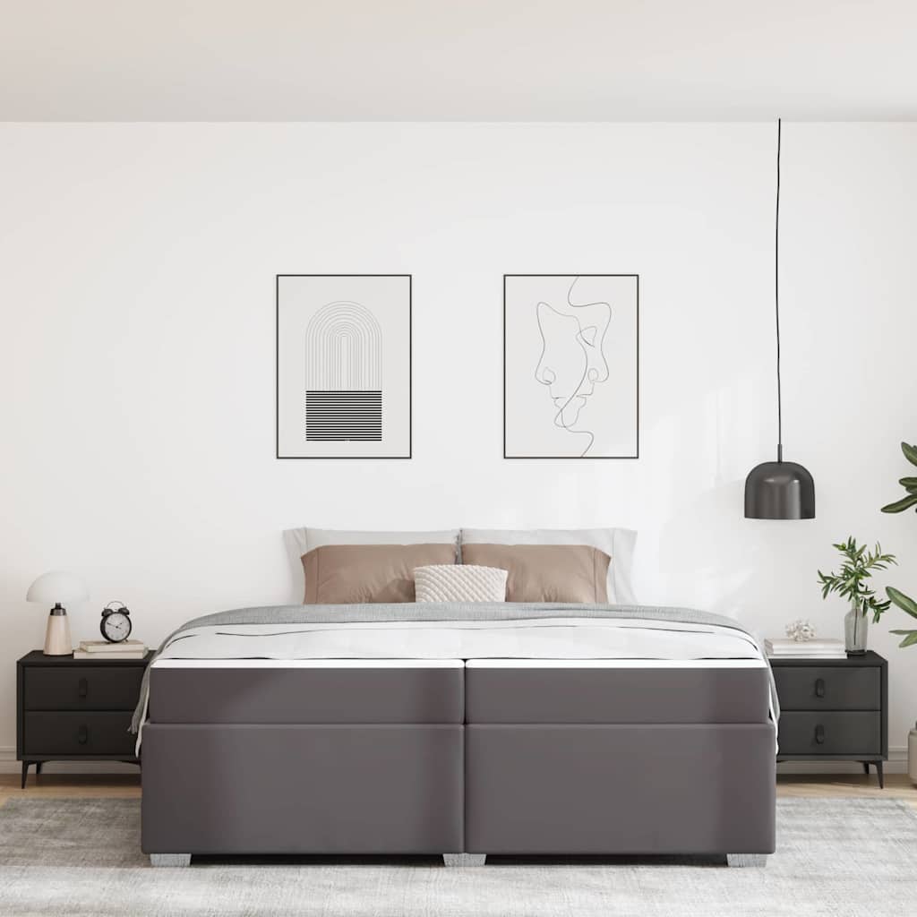 Ágykeret matracmal Szürke 200 x 200 cm szövet