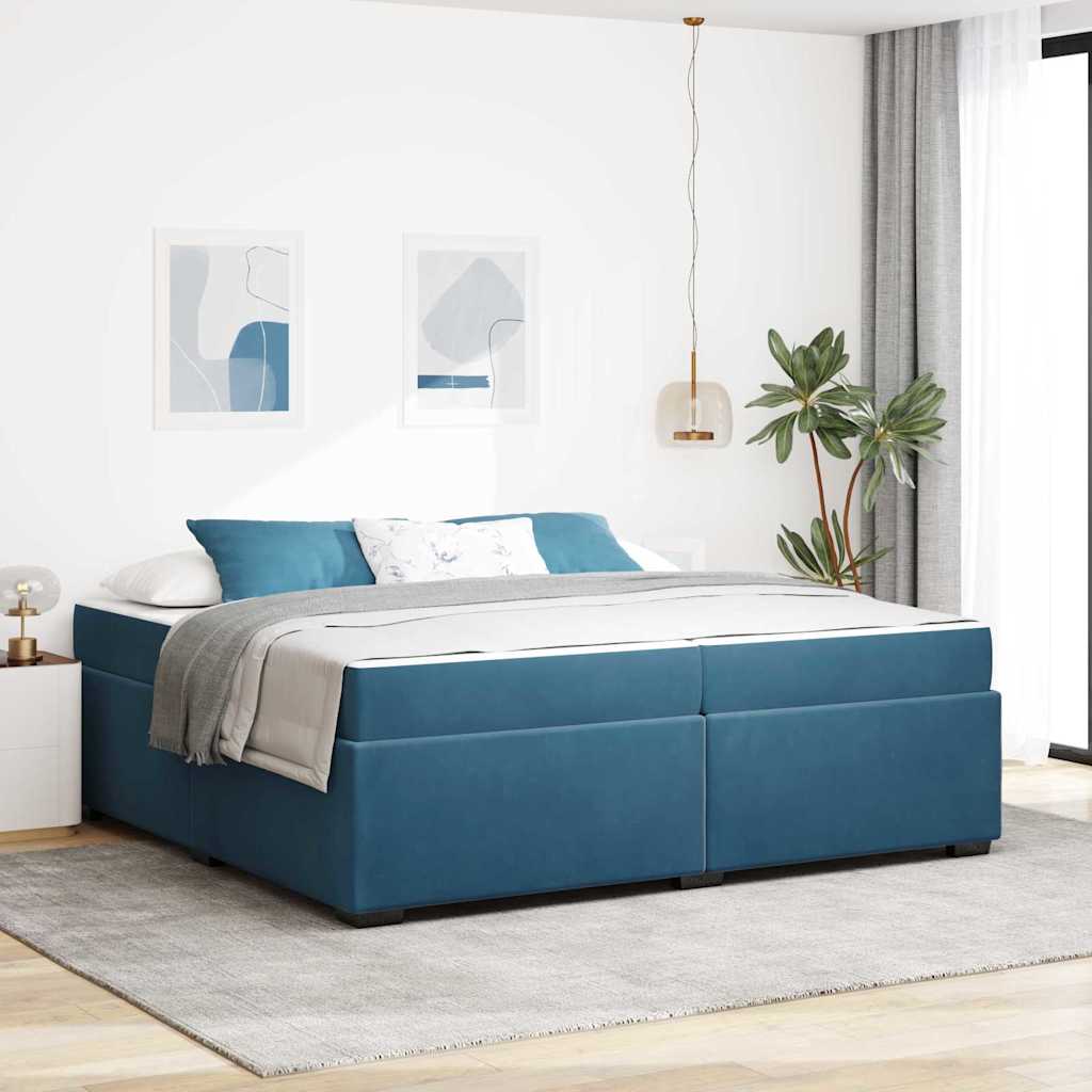 Ágykeret matracmal Sötét kék 200 x 200 cm szövet