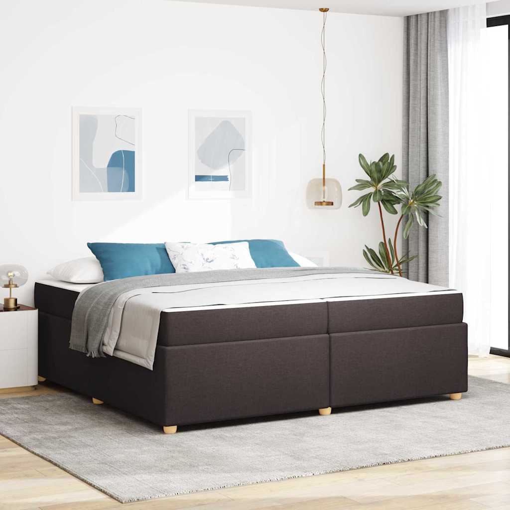 Ágykeret matracmal Sötét Barna 200 x 200 cm szövet