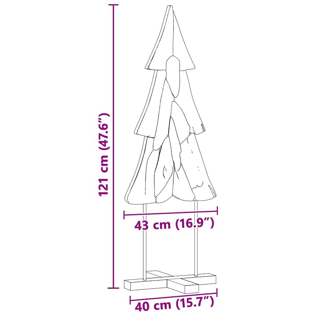 Karácsonyfa állvánnyal Barna 121 cm Tömör tíkfa