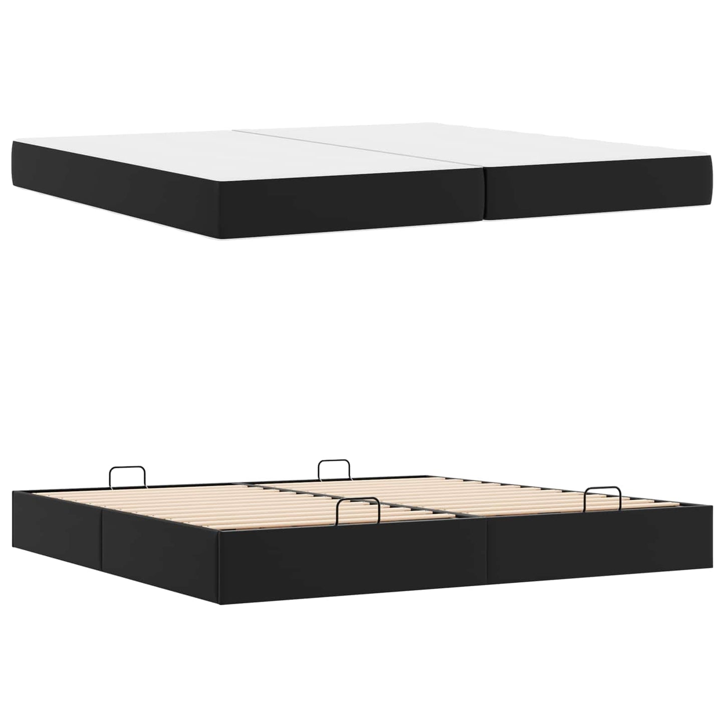 Ágykeret matraccal matracmal 2 pcs Fekete PVC