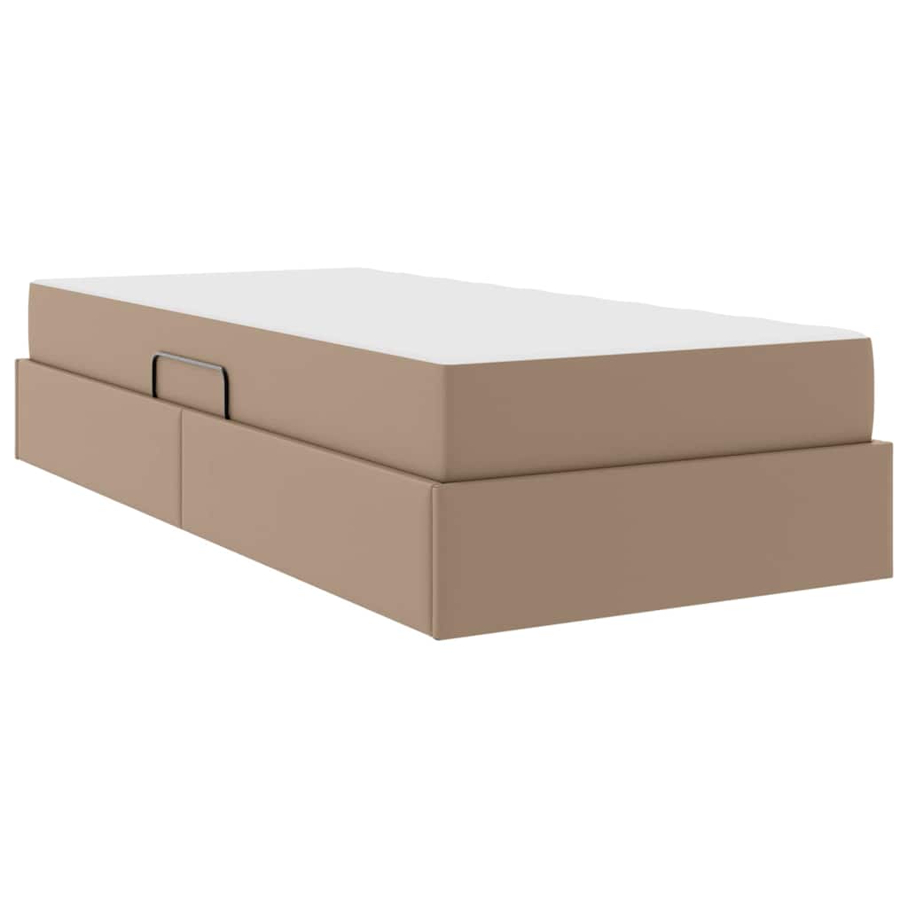 Ágy tárolóval és matraccal matracmal 2 pcs Cappuccino Bőr