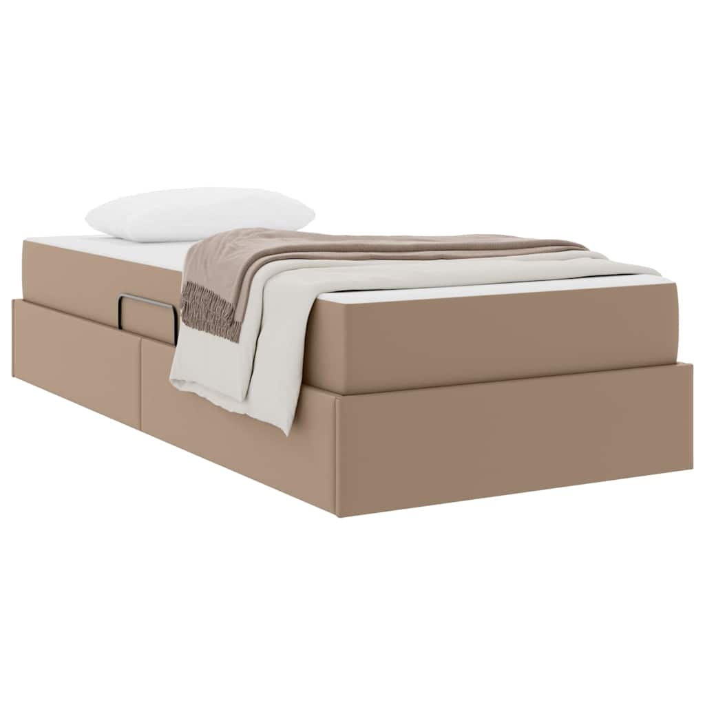 Ágy tárolóval és matraccal matracmal 2 pcs Cappuccino Bőr