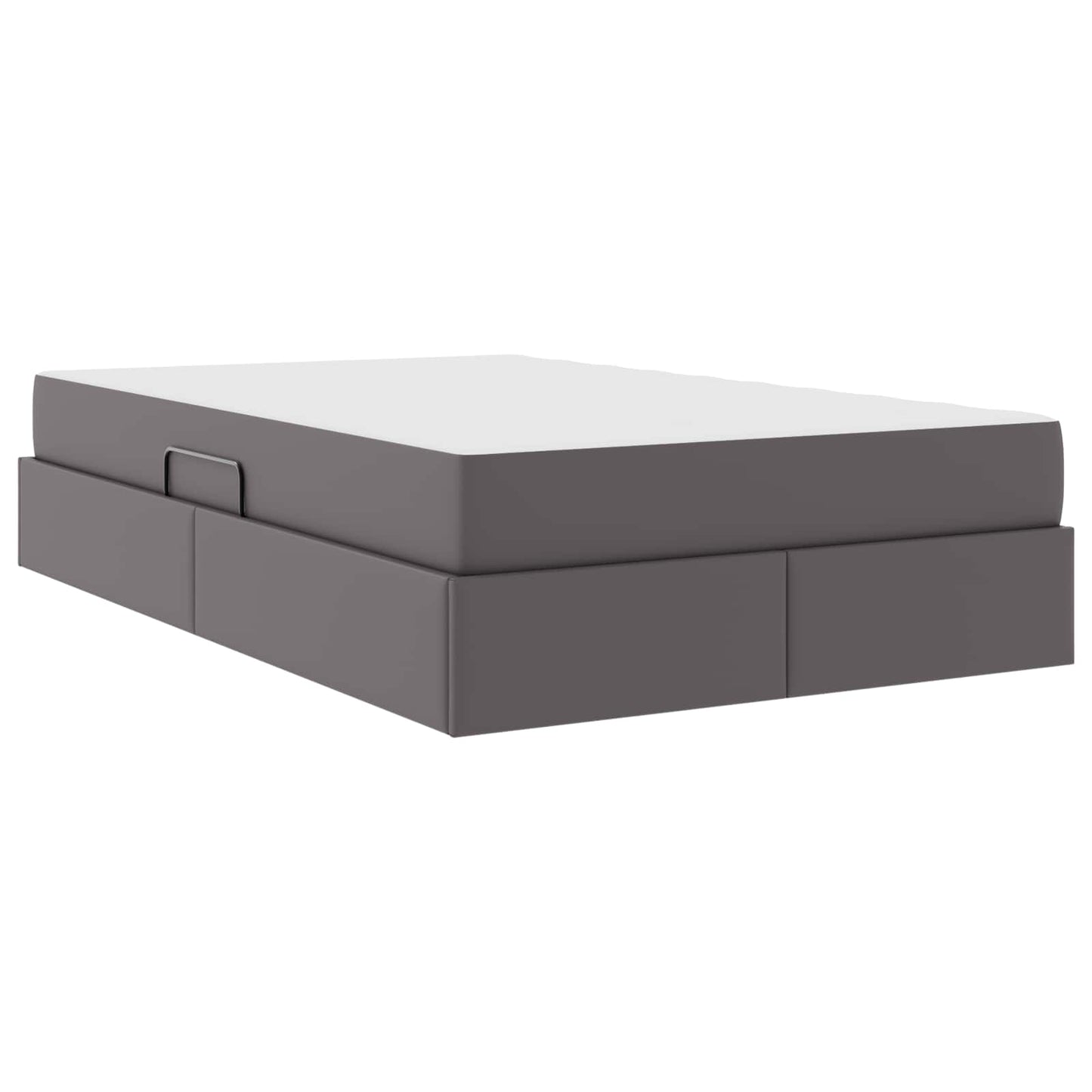 Ágy tárolóval és matraccal matracmal tárolóval 2 pcs Szürke Bőr