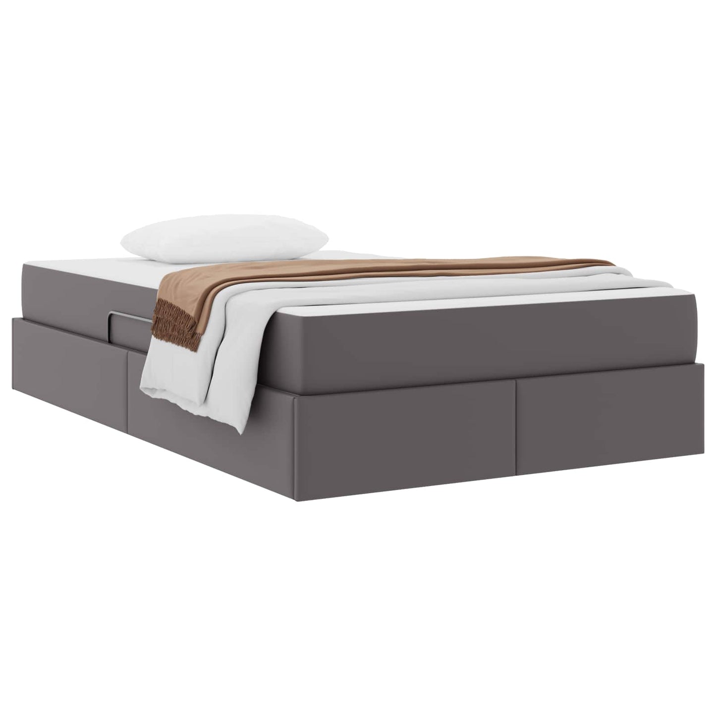 Ágy tárolóval és matraccal matracmal tárolóval 2 pcs Szürke Bőr