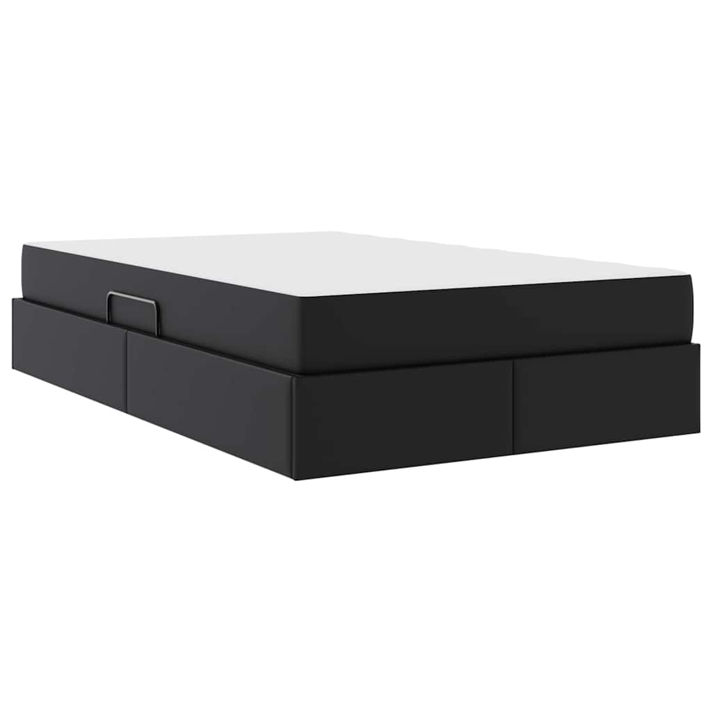 Ágy tárolóval és matraccal matracmal tárolóval 2 pcs Fekete Bőr