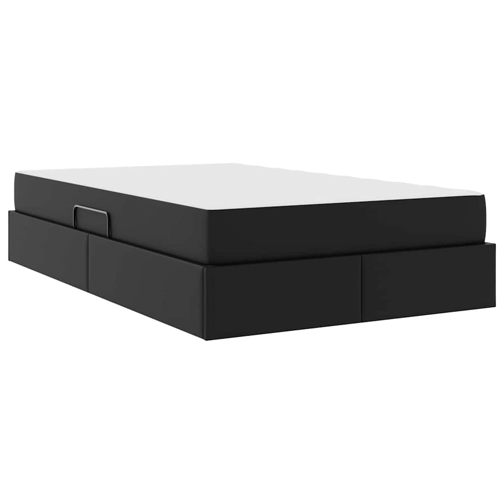 Ágy tárolóval és matraccal matracmal tárolóval 2 pcs Fekete Bőr
