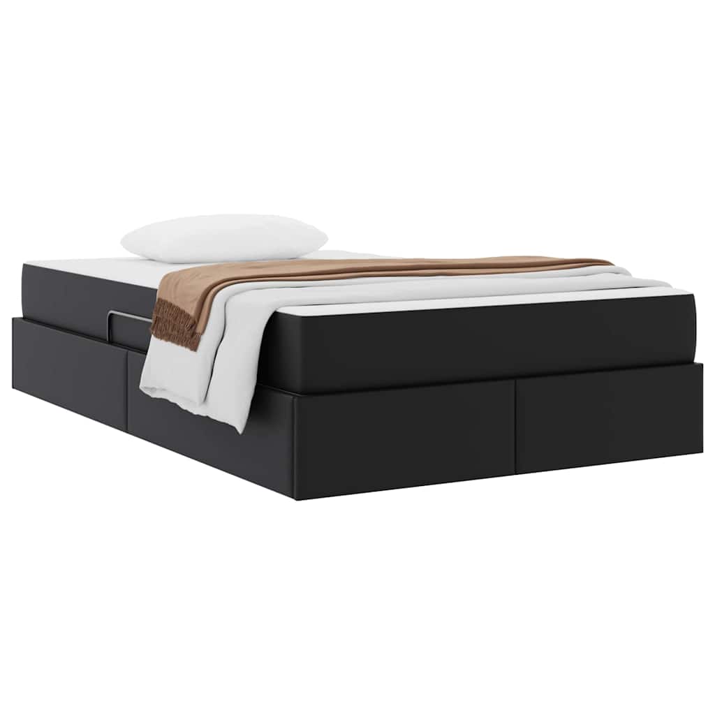 Ágy tárolóval és matraccal matracmal tárolóval 2 pcs Fekete Bőr