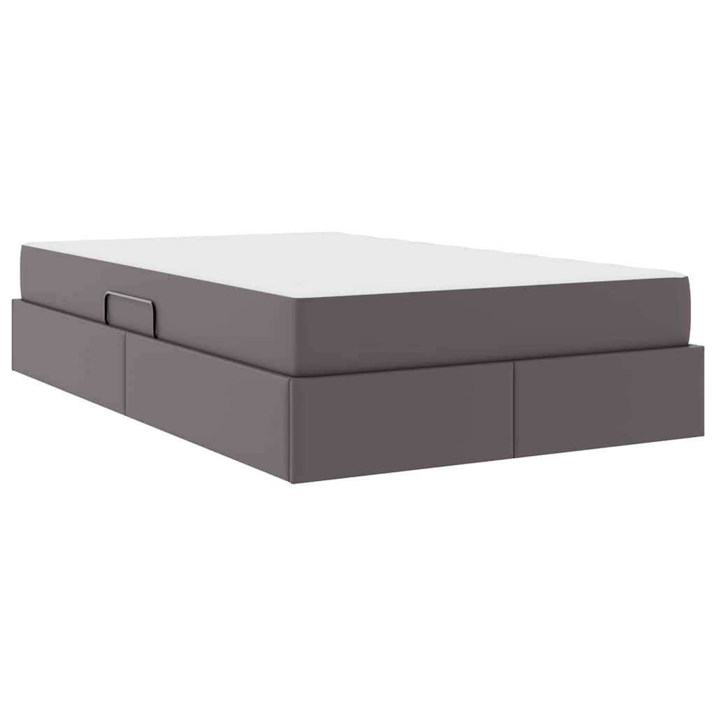 Ágy tárolóval és matraccal matracmal tárolóval 2 pcs Szürke Bőr