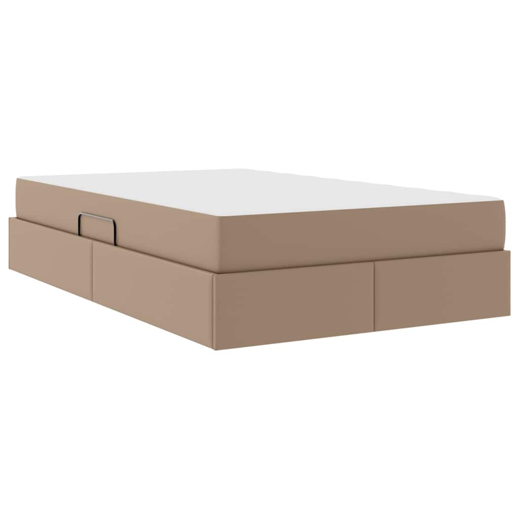 Ágy tárolóval és matraccal matracmal 2 pcs Cappuccino Bőr