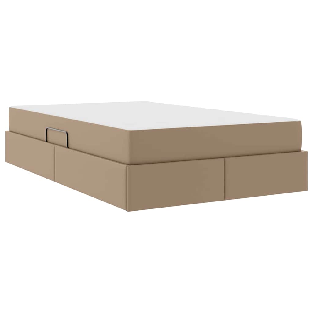 Ágy tárolóval és matraccal matracmal 2 pcs Cappuccino Bőr