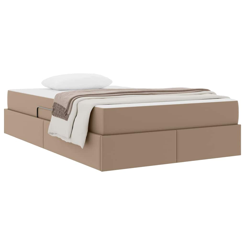 Ágy tárolóval és matraccal matracmal 2 pcs Cappuccino Bőr