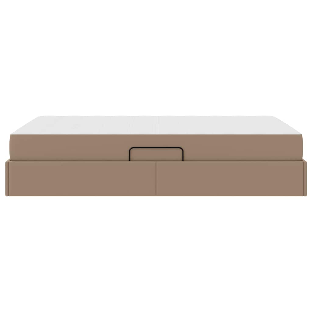 Ágy tárolóval és matraccal matracmal 2 pcs Cappuccino Bőr