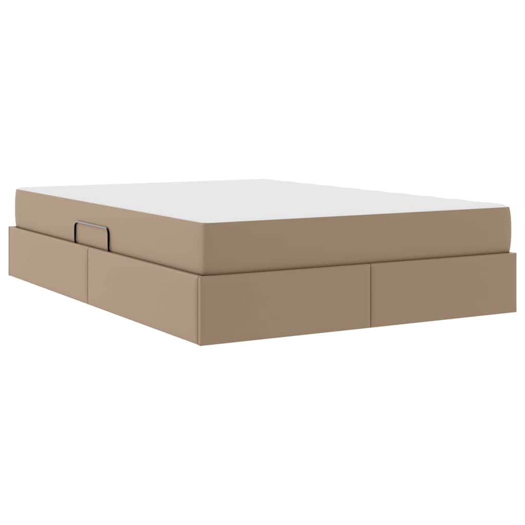 Ágy tárolóval és matraccal matracmal 2 pcs Cappuccino Bőr