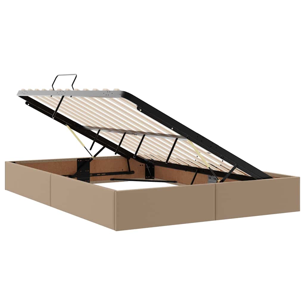 Ágy tárolóval és matraccal matracmal 2 pcs Cappuccino Bőr