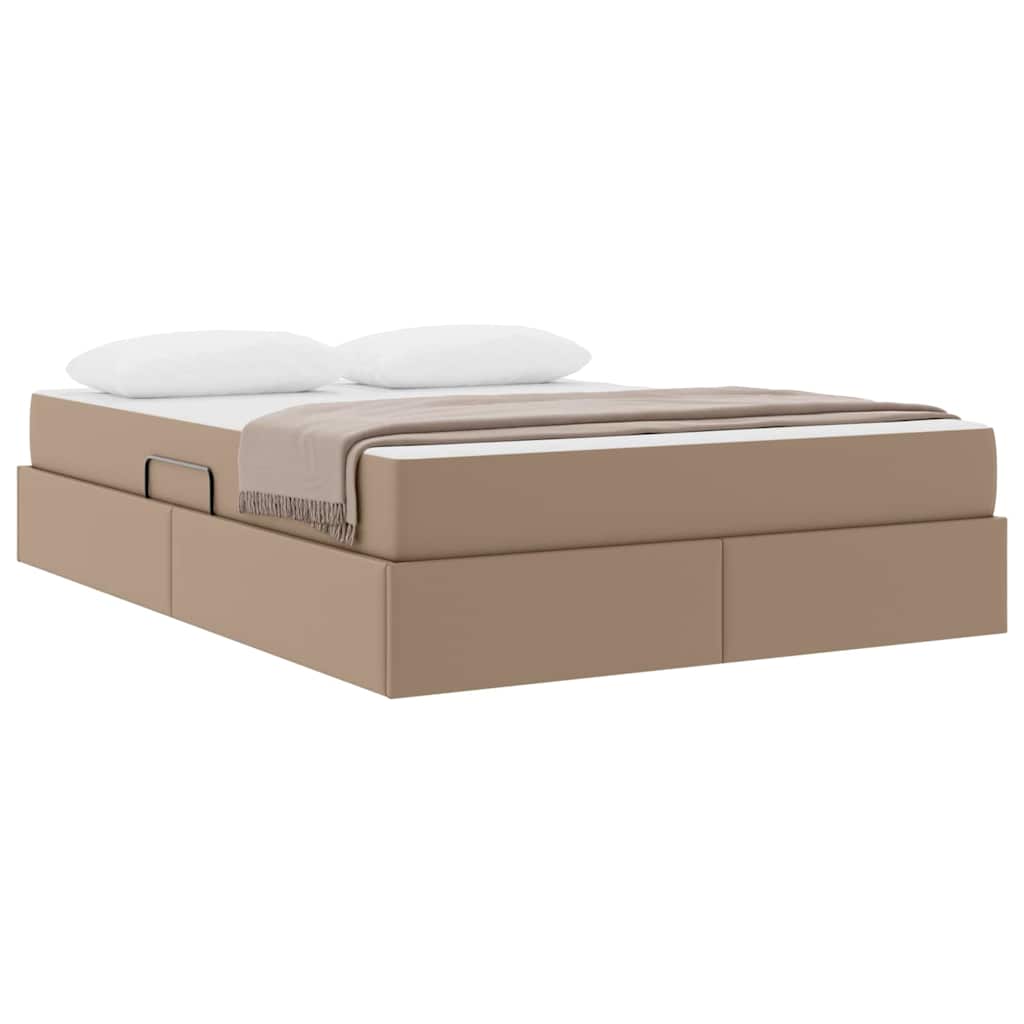 Ágy tárolóval és matraccal matracmal 2 pcs Cappuccino Bőr