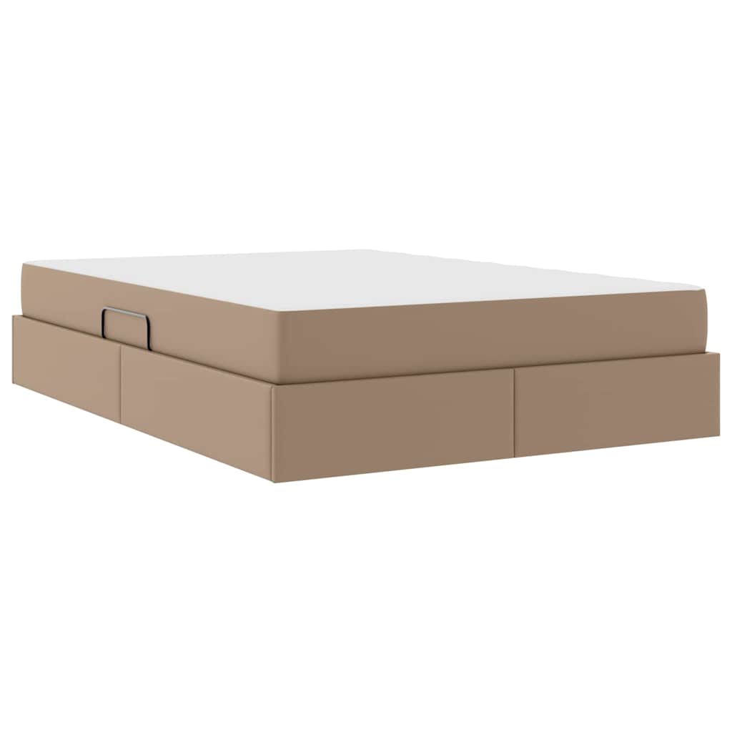 Ágy tárolóval és matraccal matracmal 2 pcs Cappuccino Bőr