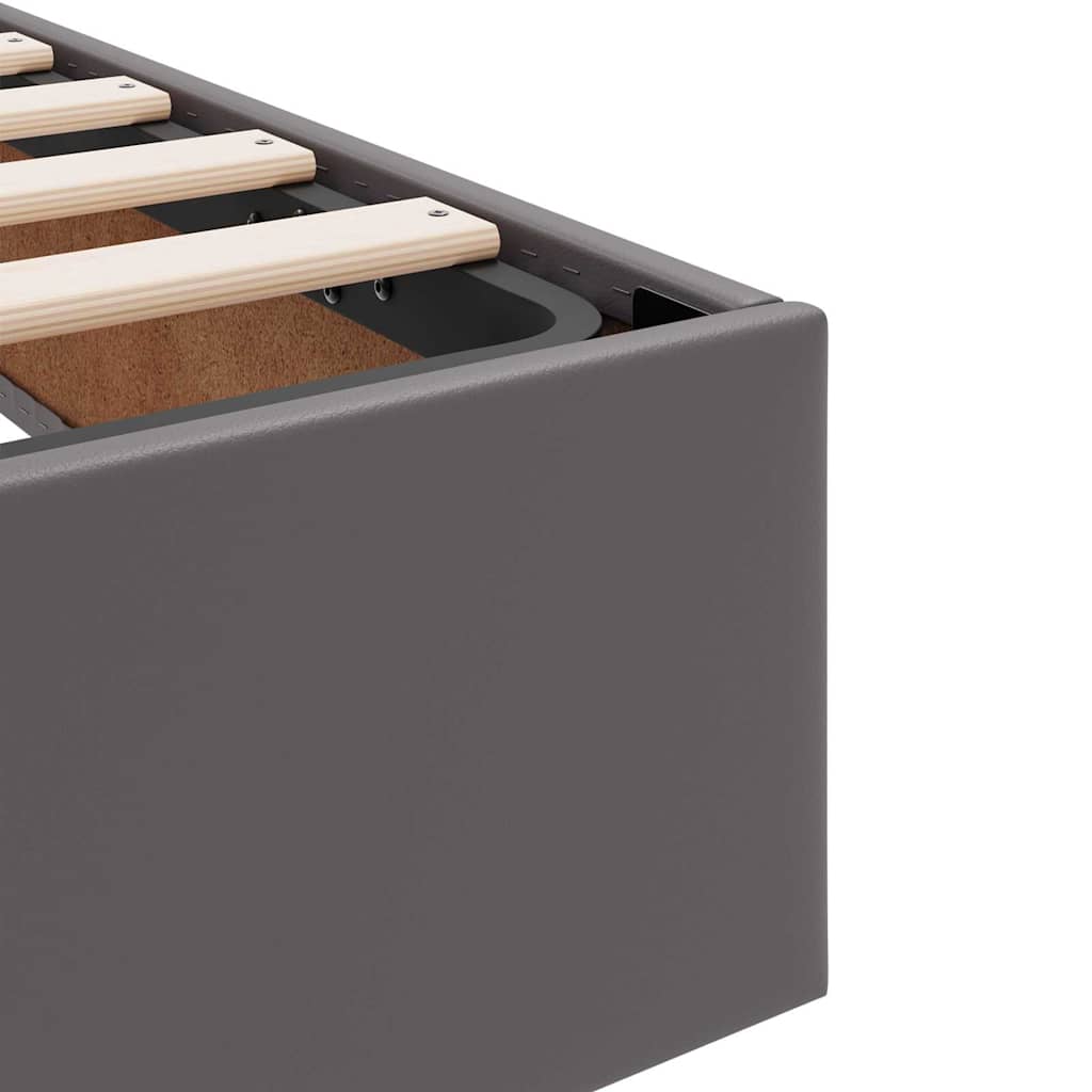Ágy tárolóval és matraccal matracmal tárolóval 2 pcs Szürke Bőr