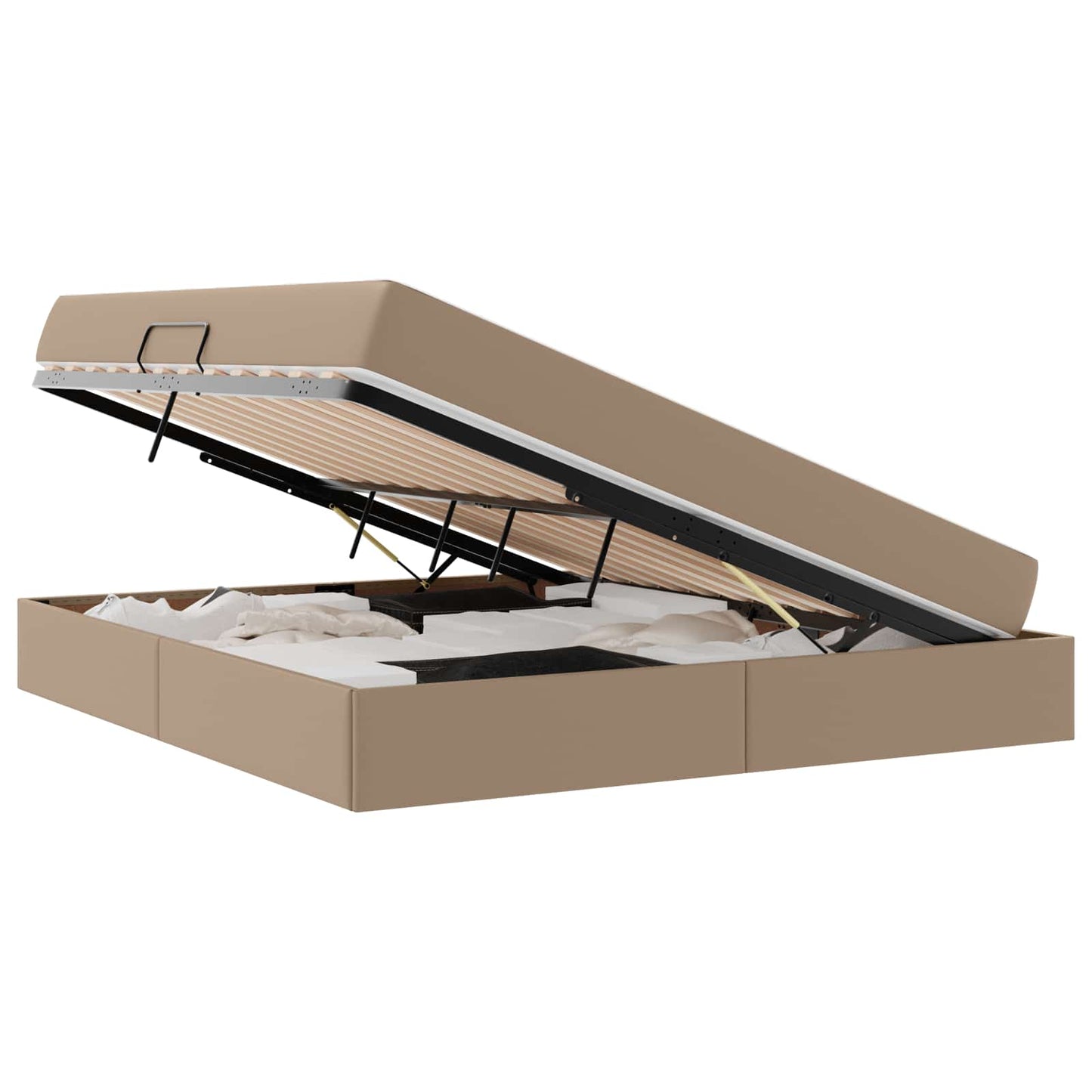Ágy tárolóval és matraccal matracmal 2 pcs Cappuccino Bőr