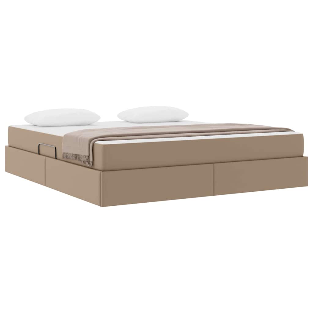 Ágy tárolóval és matraccal matracmal 2 pcs Cappuccino Bőr