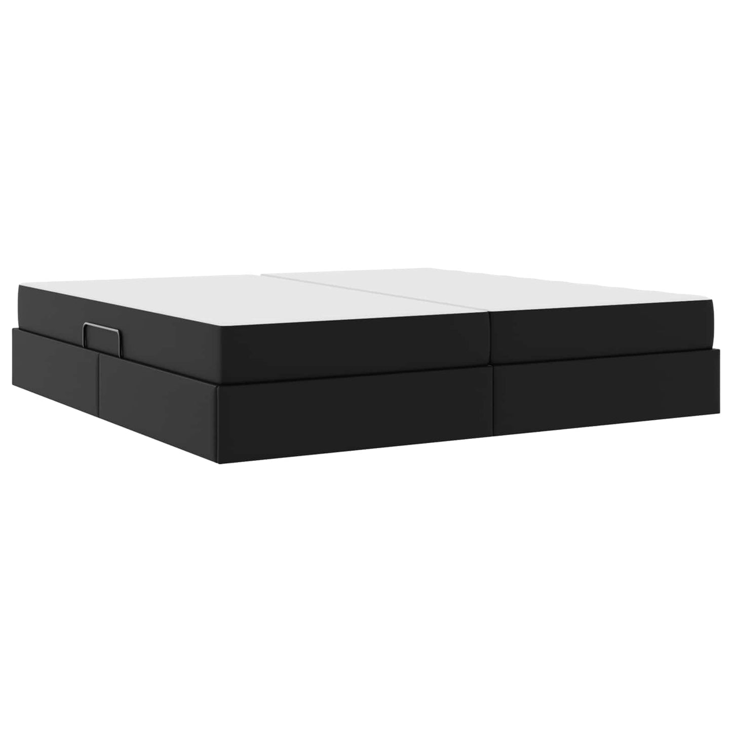 Ágy tárolóval és matraccal matracmal tárolóval 2 pcs Fekete Bőr