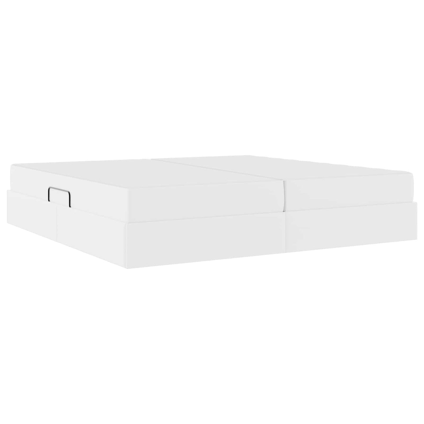 Ágy tárolóval és matraccal matracmal tárolóval 2 pcs Fehér Bőr