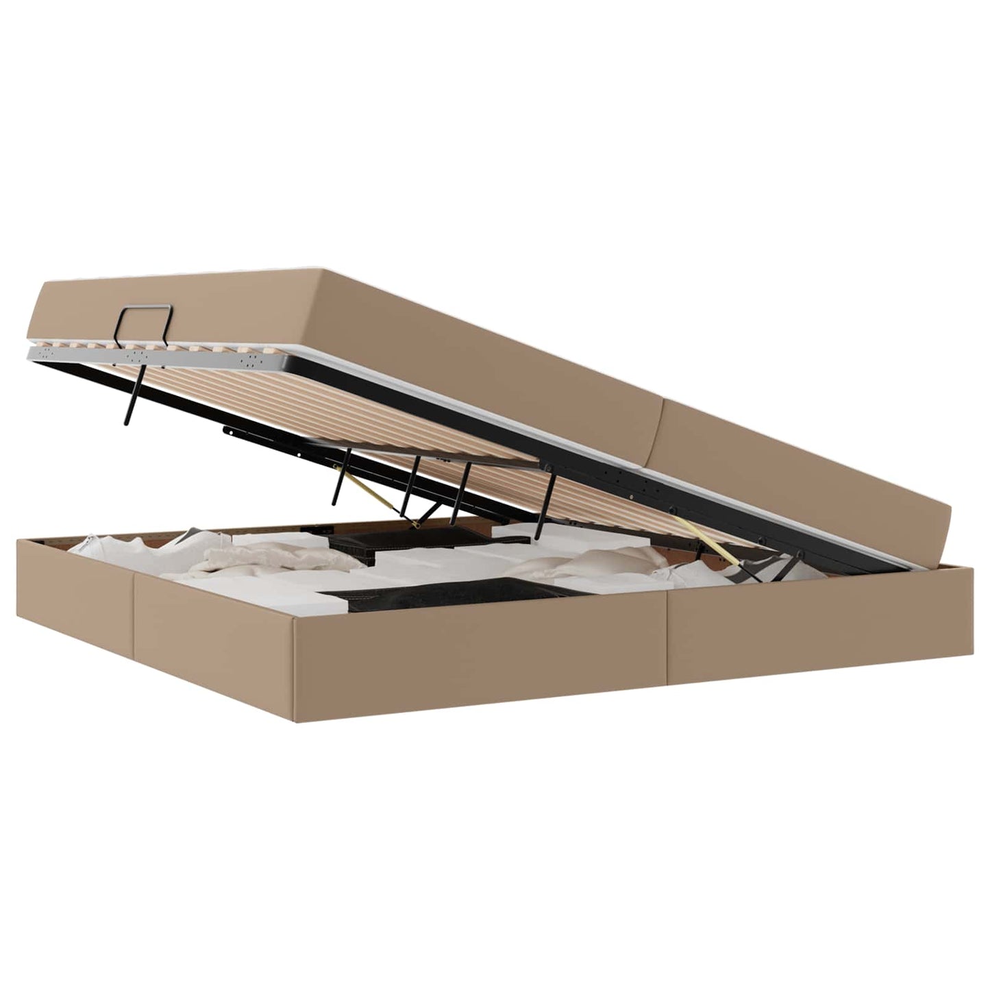 Ágy tárolóval és matraccal matracmal 2 pcs Cappuccino Bőr