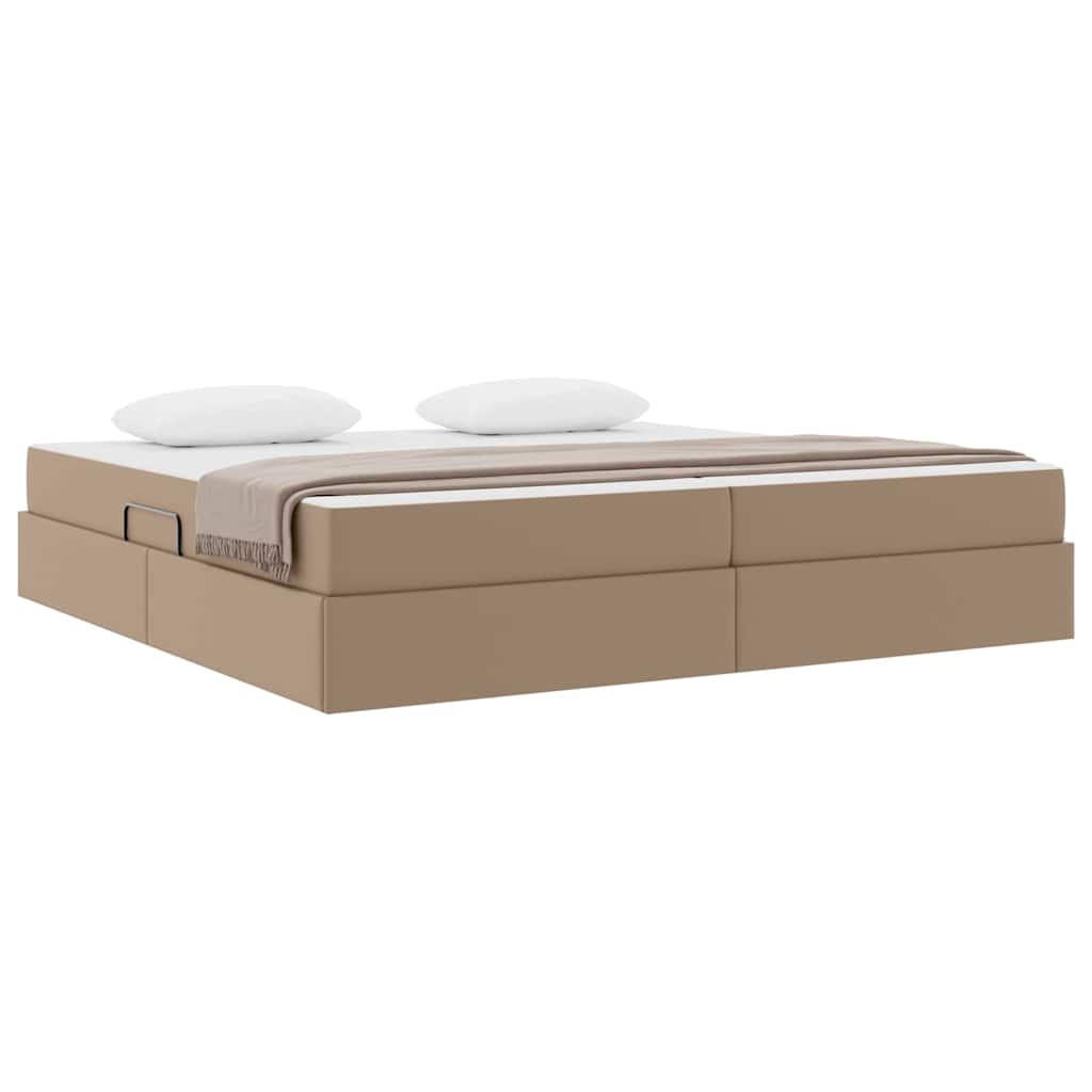 Ágy tárolóval és matraccal matracmal 2 pcs Cappuccino Bőr