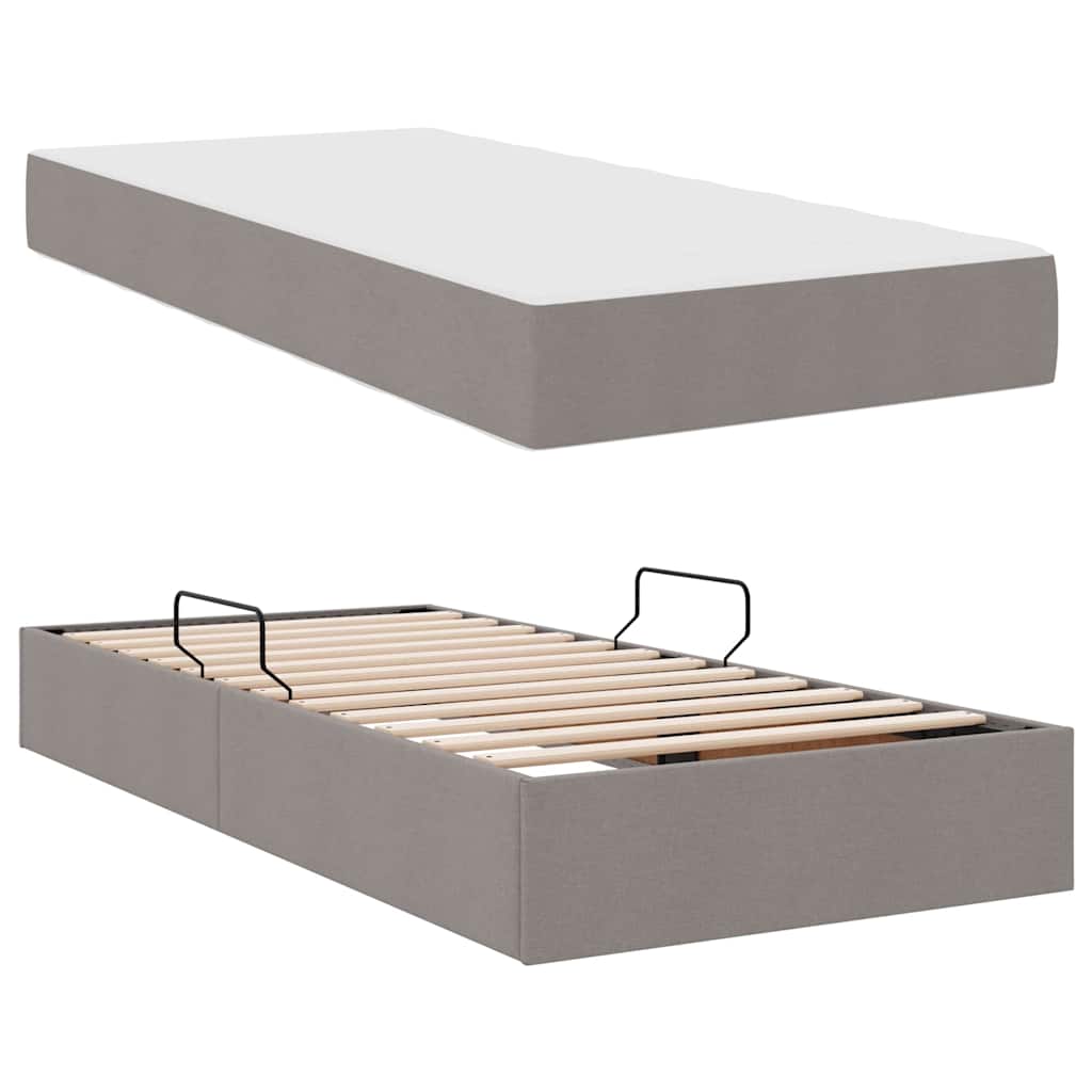 Ágy tárolóval és matraccal Tópszínű 90 x 200 cm Poliészter