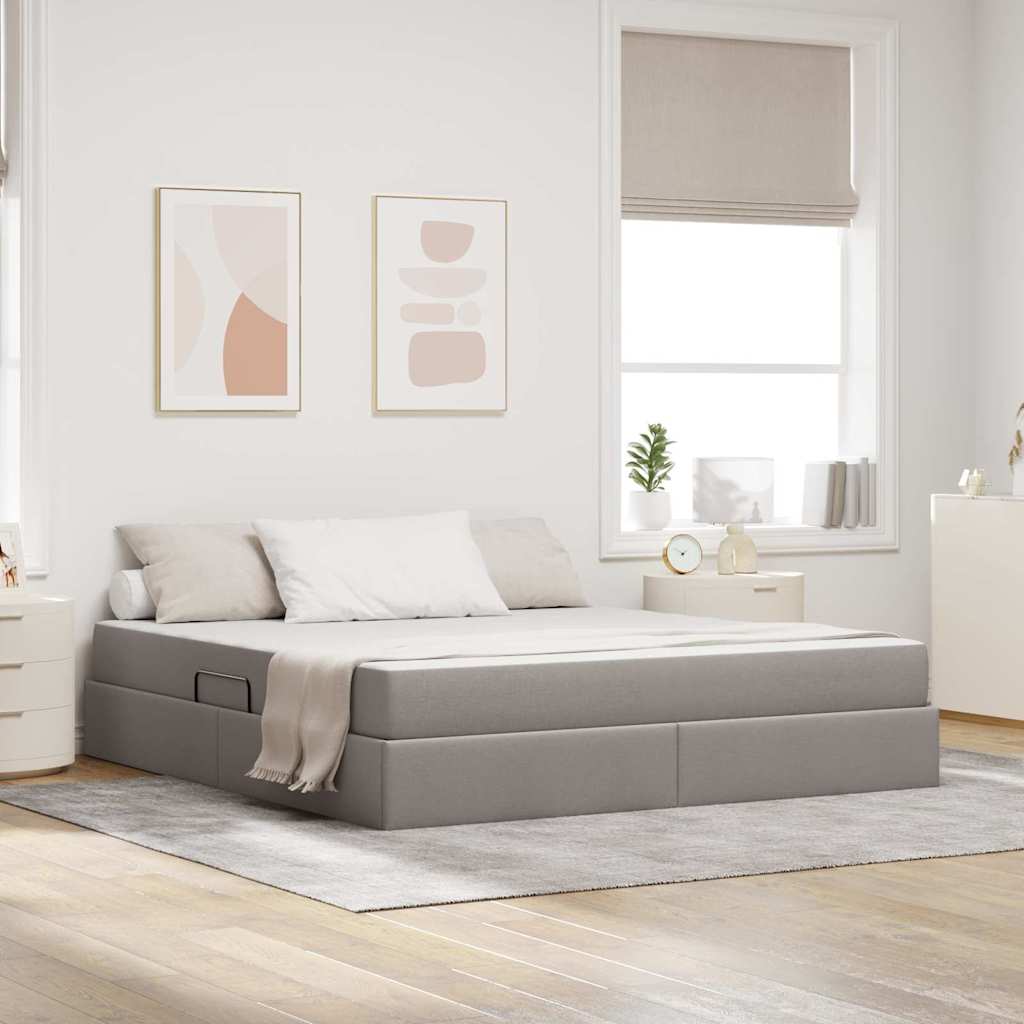 Ágy tárolóval és matraccal Tópszínű 160 x 200 cm Poliészter