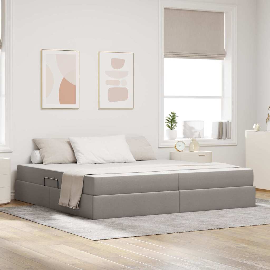 Ágy tárolóval és matraccal Tópszínű 200 x 200 cm Poliészter