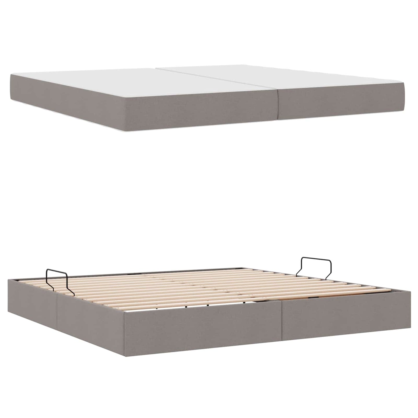 Ágy tárolóval és matraccal Tópszínű 200 x 200 cm Poliészter