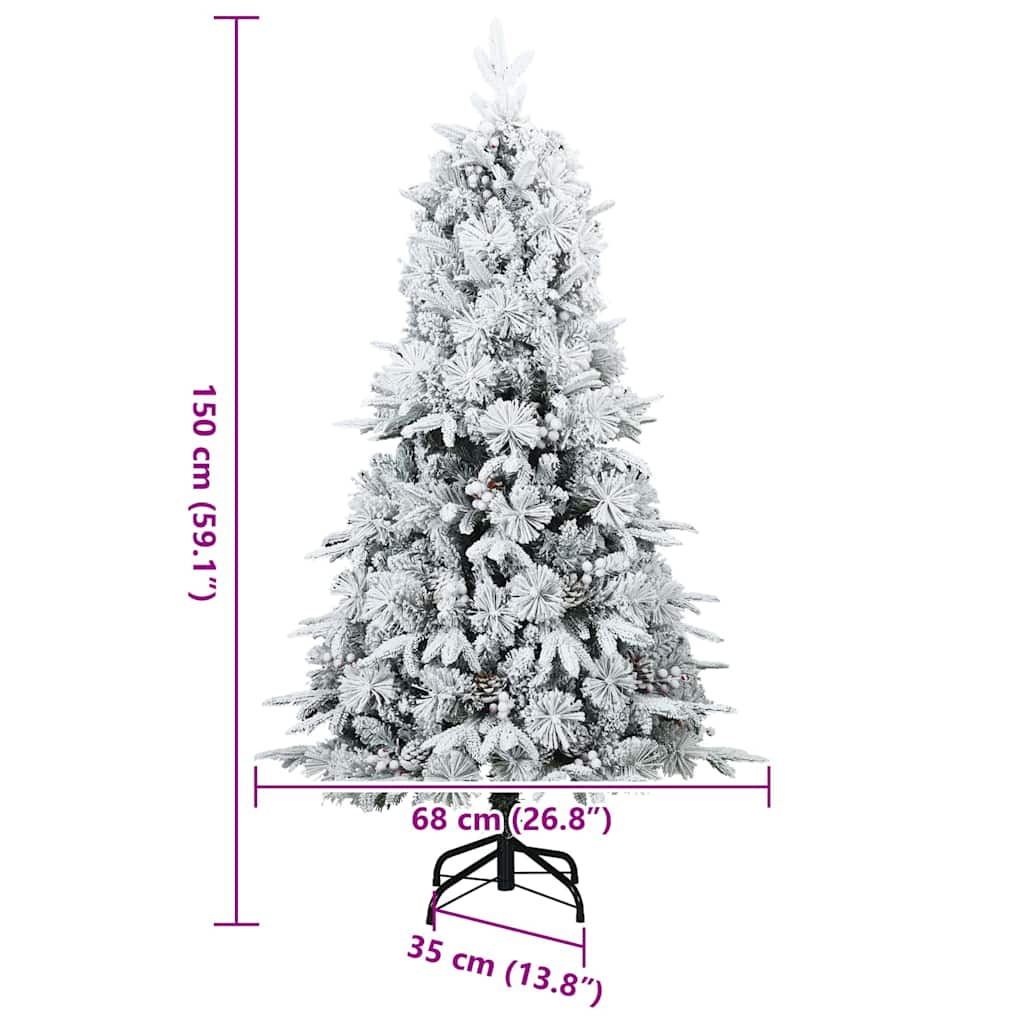 Műanyag Rugalmas Karácsonyfát Havas Flokkal Fehér 150 cm