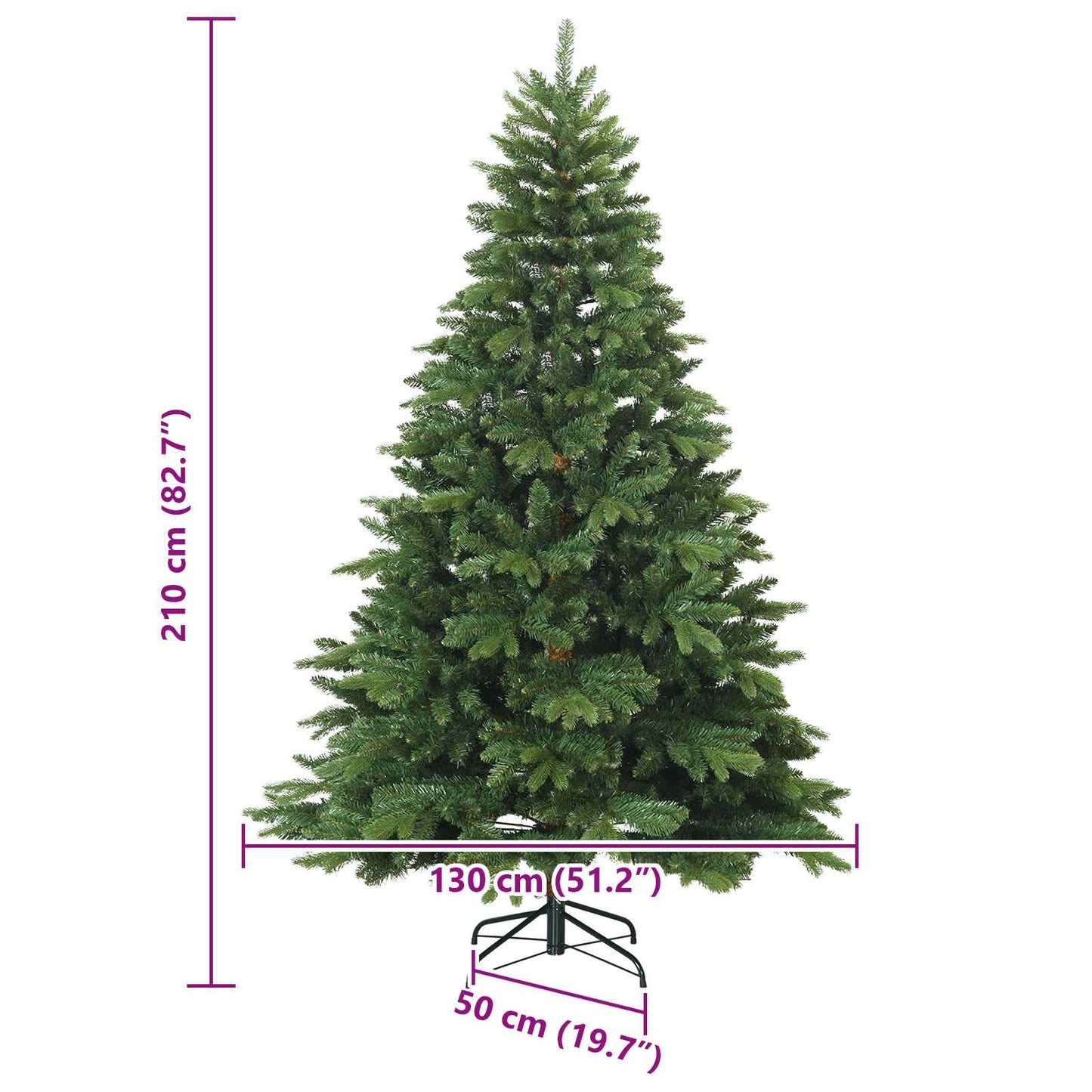Műanyag Hajtogatós Karácsonyfa Zöld 210 cm PVC, PE és acél