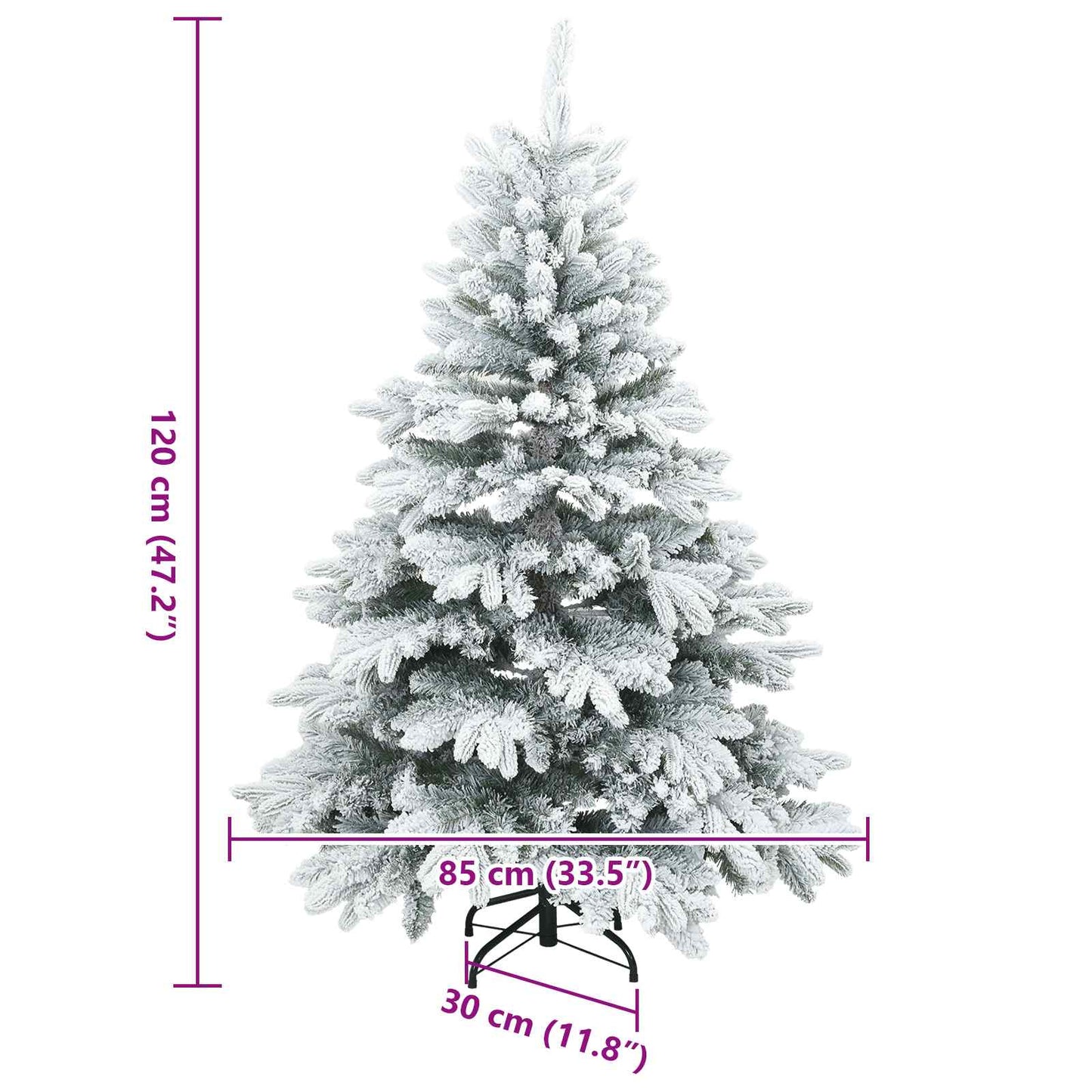 Műanyag Rugalmas Karácsonyfát Havas Flokkal Fehér 120 cm