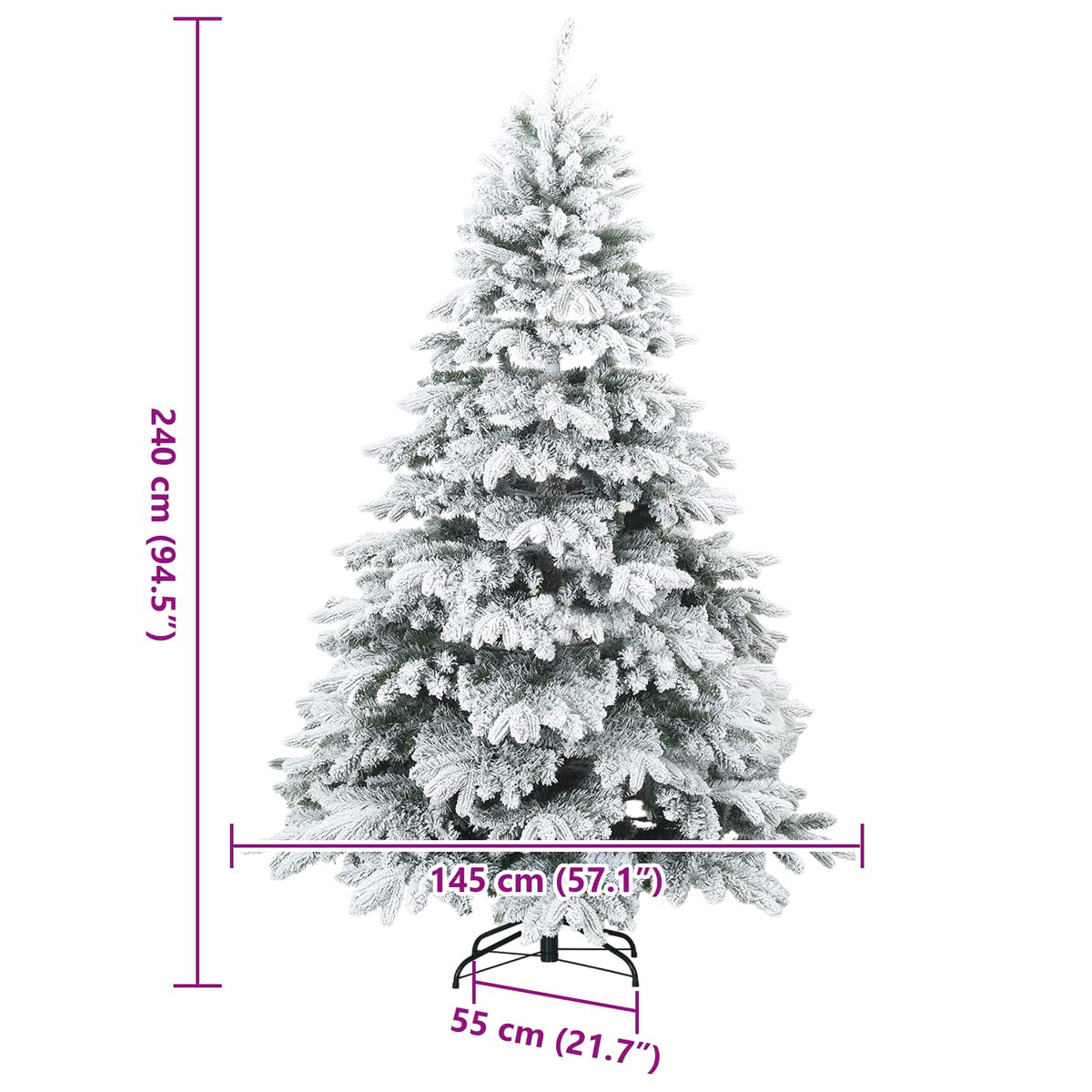 Műanyag Rugalmas Karácsonyfát Havas Flokkal Fehér 240 cm