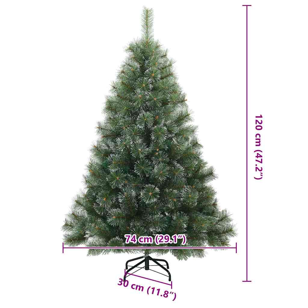 Műanyag Rugalmas Karácsonyfát Havas Flokkal Zöld 120 cm