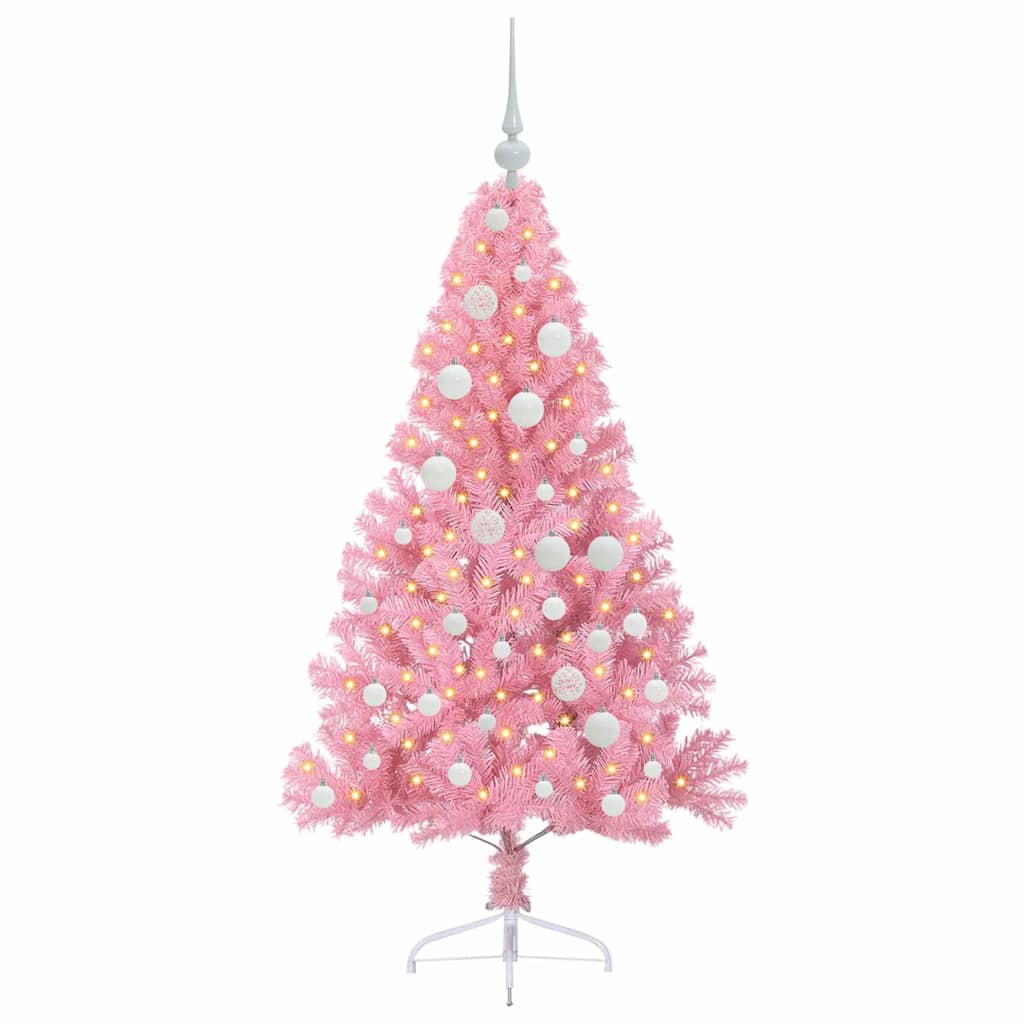 Mesterséges, előre világított karácsonyi fa Rózsaszín 120 cm