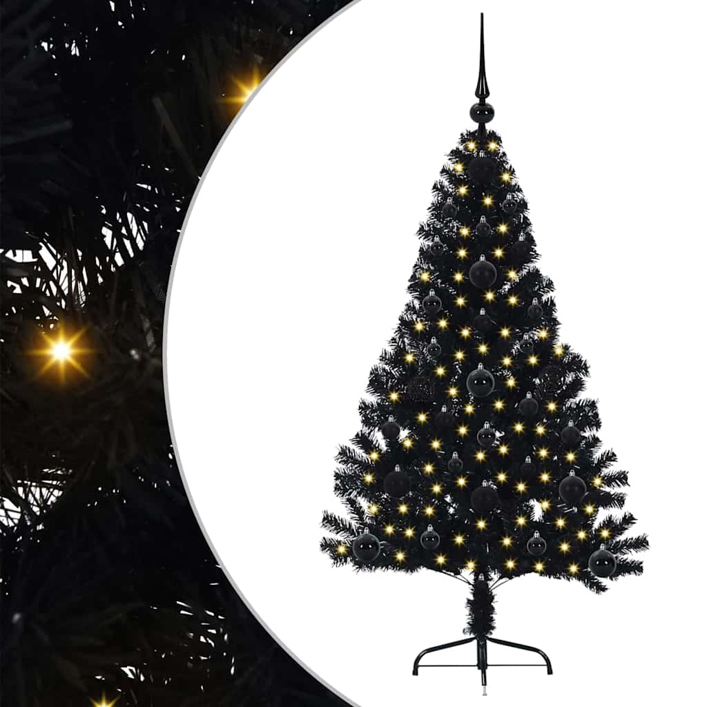 Mesterséges, előre világított karácsonyi fa Fekete 120 cm PVC