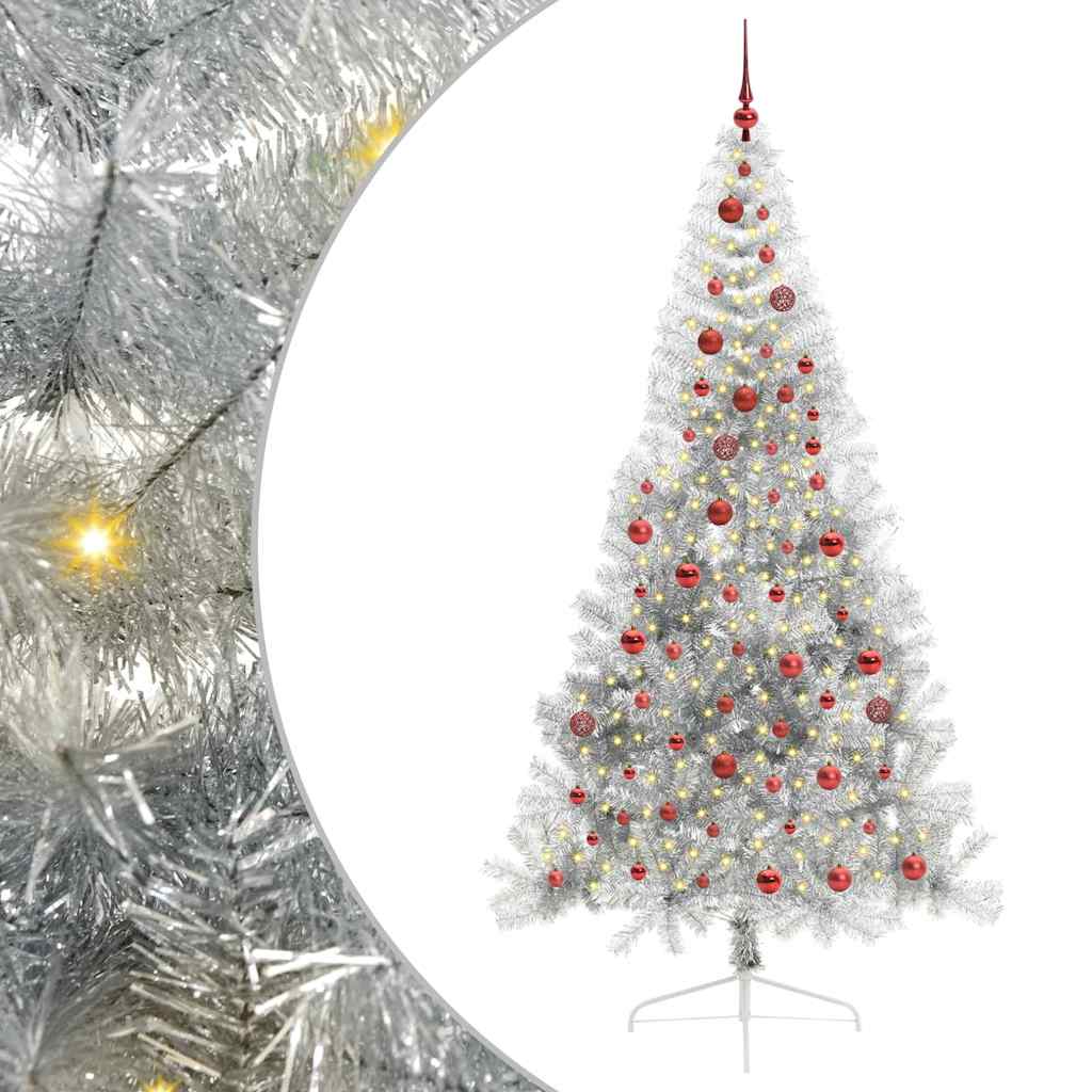 Mesterséges, előre világított karácsonyi fa Ezüst 210 cm PET