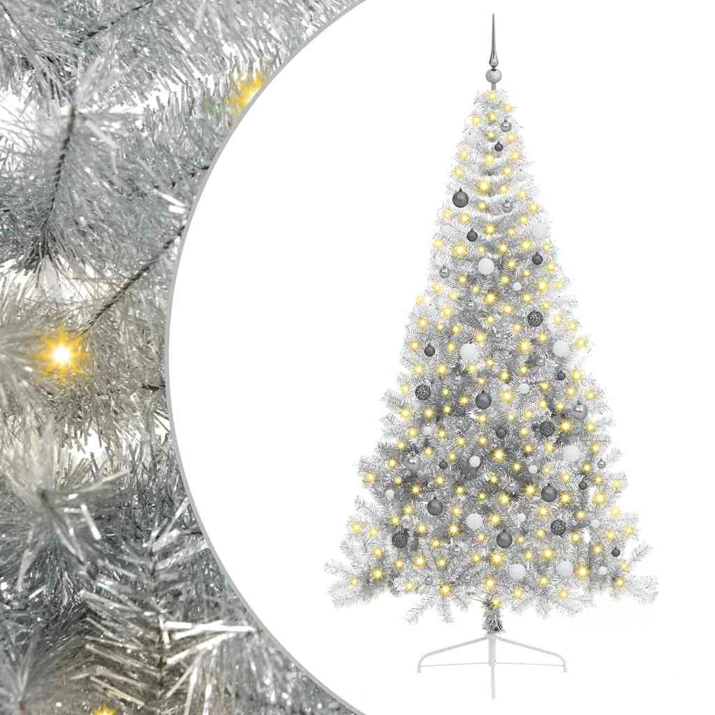 Mesterséges, előre világított karácsonyi fa Ezüst 240 cm PET