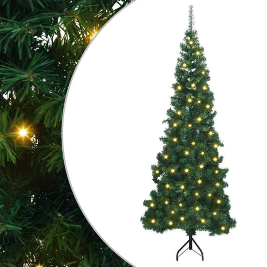 Sarok Műkarácsonyfa 300 LED-del Zöld 180 cm PVC és fém