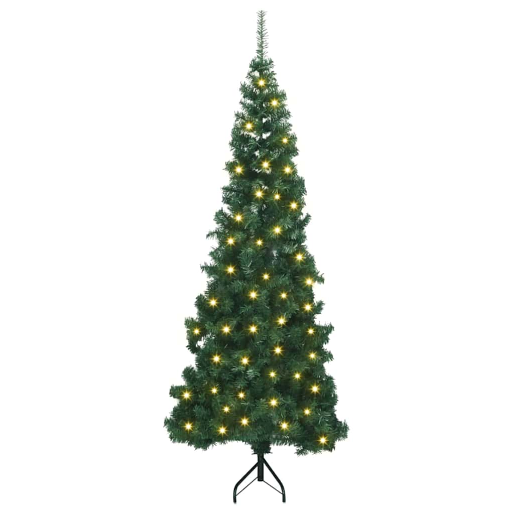 Sarok Műkarácsonyfa 300 LED-del Zöld 180 cm PVC és fém