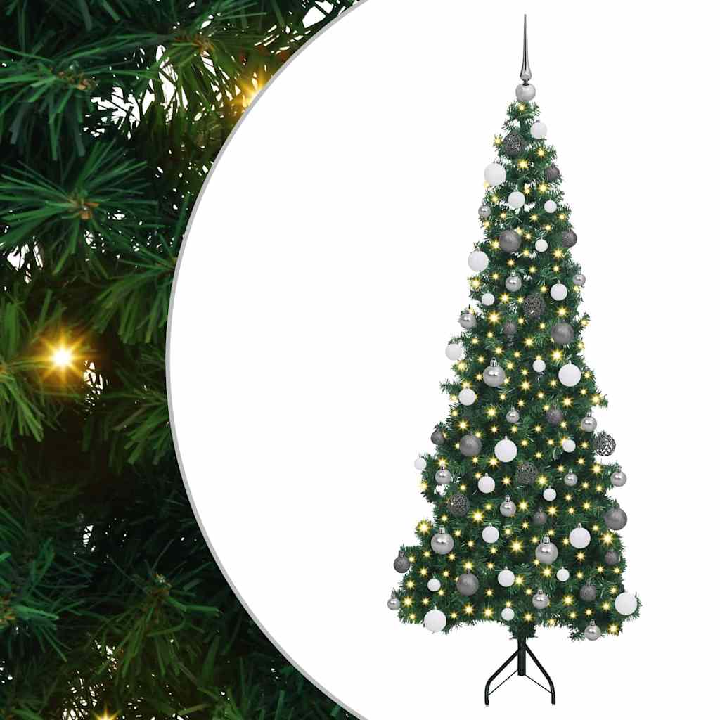 Sarok Műkarácsonyfa 300 LED-del Zöld 180 cm PVC és fém